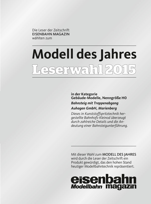 Urkunde Auszeichnung Modell des Jahres 2015