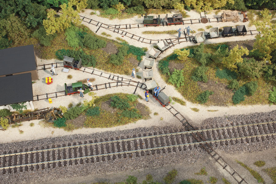 fertige Darstellung Gleise mit Kreuzungen und Zug
